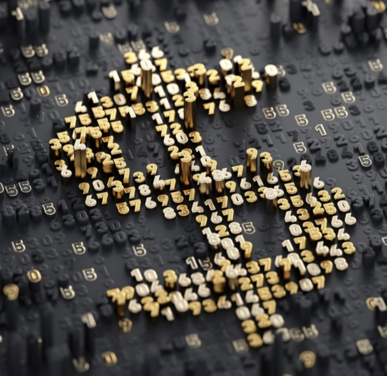 dollar sign made up of lots of other numbers